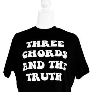 Graphic Tee with Bold Country Statement “THREE CHORDS AND THE TRUTH”